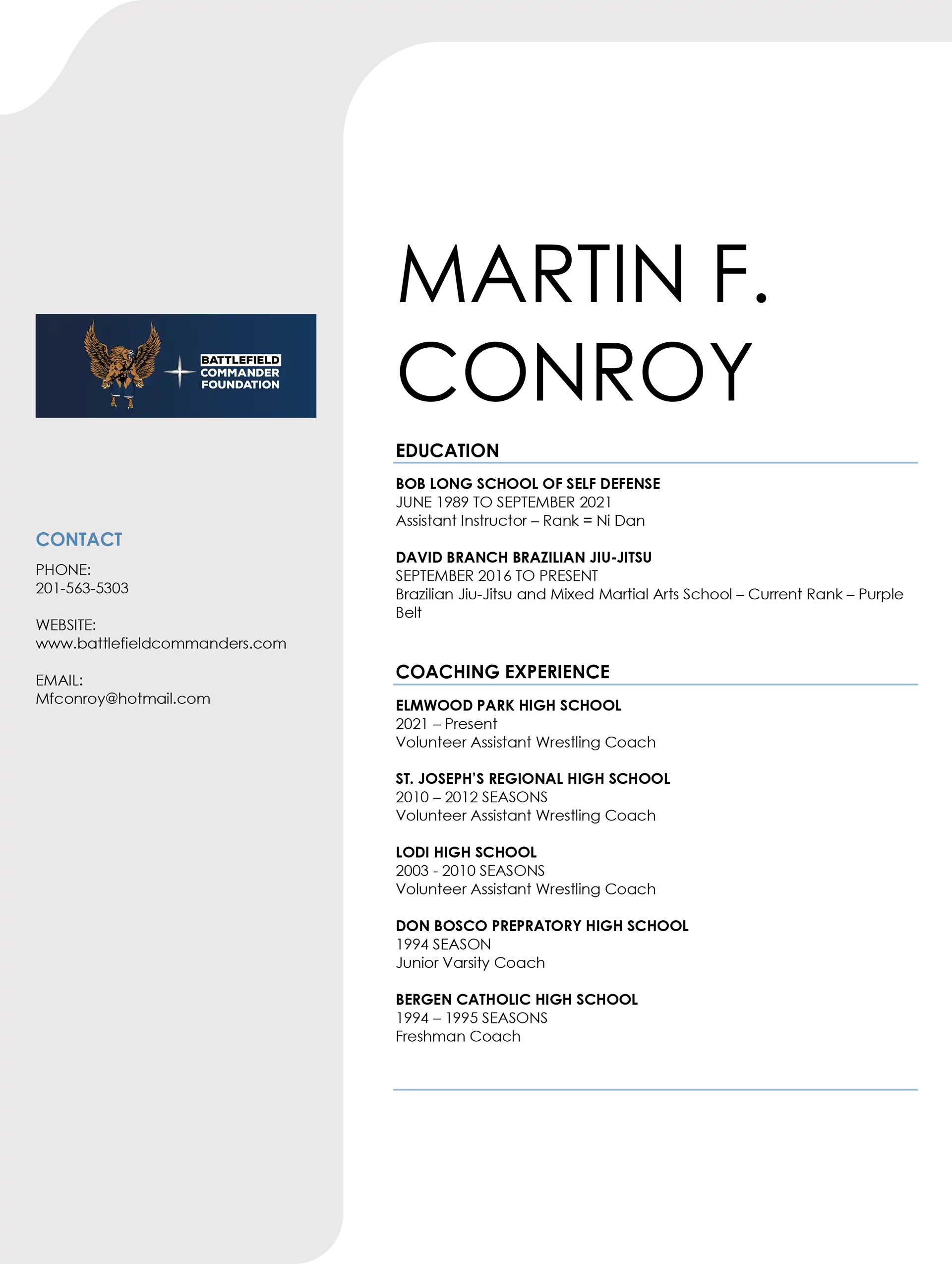 Coach Martin F - resume